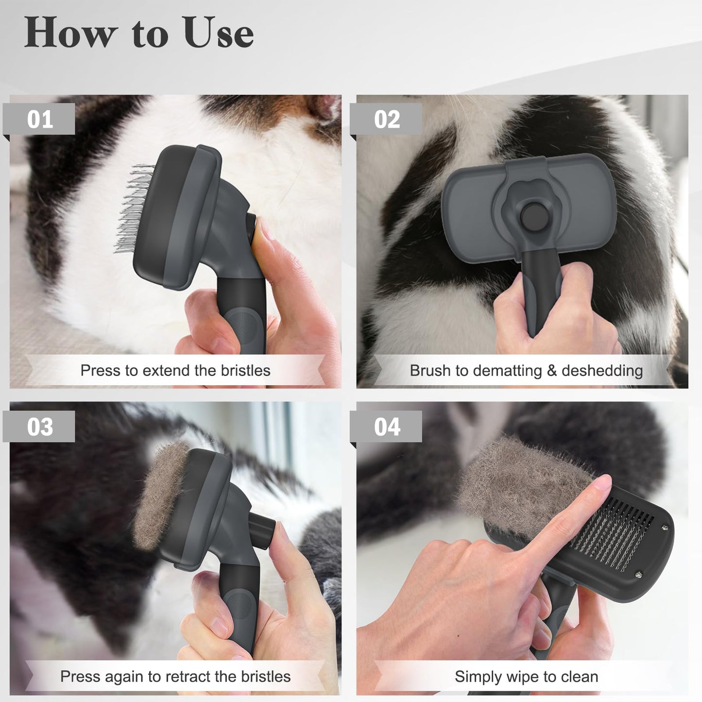 Swihauk Self Cleaning Slicker Brush - Skin Friendly Deshedding Grooming Tool for Dogs & Cats, Suitable for Shedding & Haired Pets, with Pet Supplies Accessories, Blue