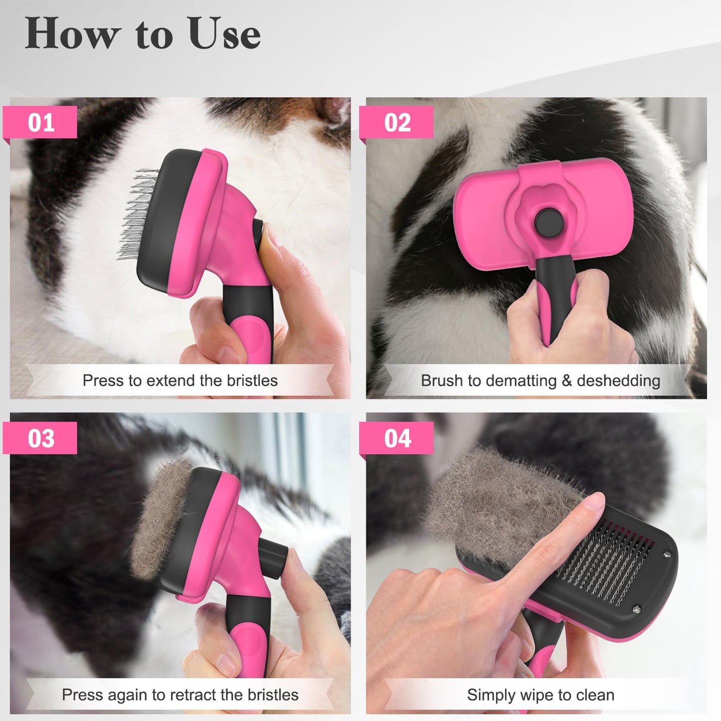 Swihauk Self Cleaning Slicker Brush - Skin Friendly Deshedding Grooming Tool for Dogs & Cats, Suitable for Shedding & Haired Pets, with Pet Supplies Accessories, Blue