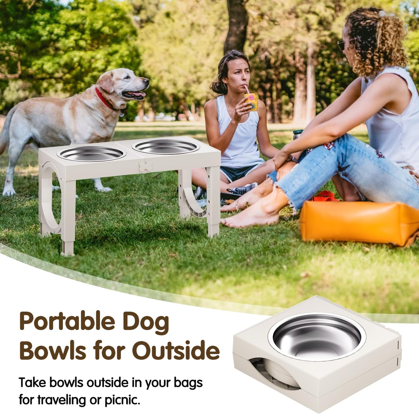 XIAZ Elevated Dog Bowls Large Breed Raised Dogs Bowl Stand Large/Medium Sized Dog 1L Food Water Bowl Stands 5 Heights Adjustable 9/11/12/14in Black Pet Feeder Dish Station