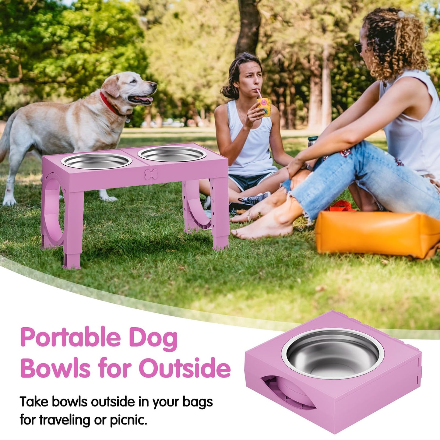 XIAZ Elevated Dog Bowls Large Breed Raised Dogs Bowl Stand Large/Medium Sized Dog 1L Food Water Bowl Stands 5 Heights Adjustable 9/11/12/14in Black Pet Feeder Dish Station