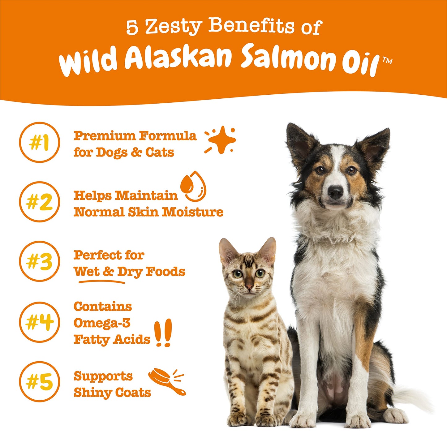 Zesty Paws Wild Alaskan Omega-3 Blend Pollock + Salmon Oil for Dogs and Cats- Skin and Coat Support, Omega 3 Supplement for Pets, 16oz