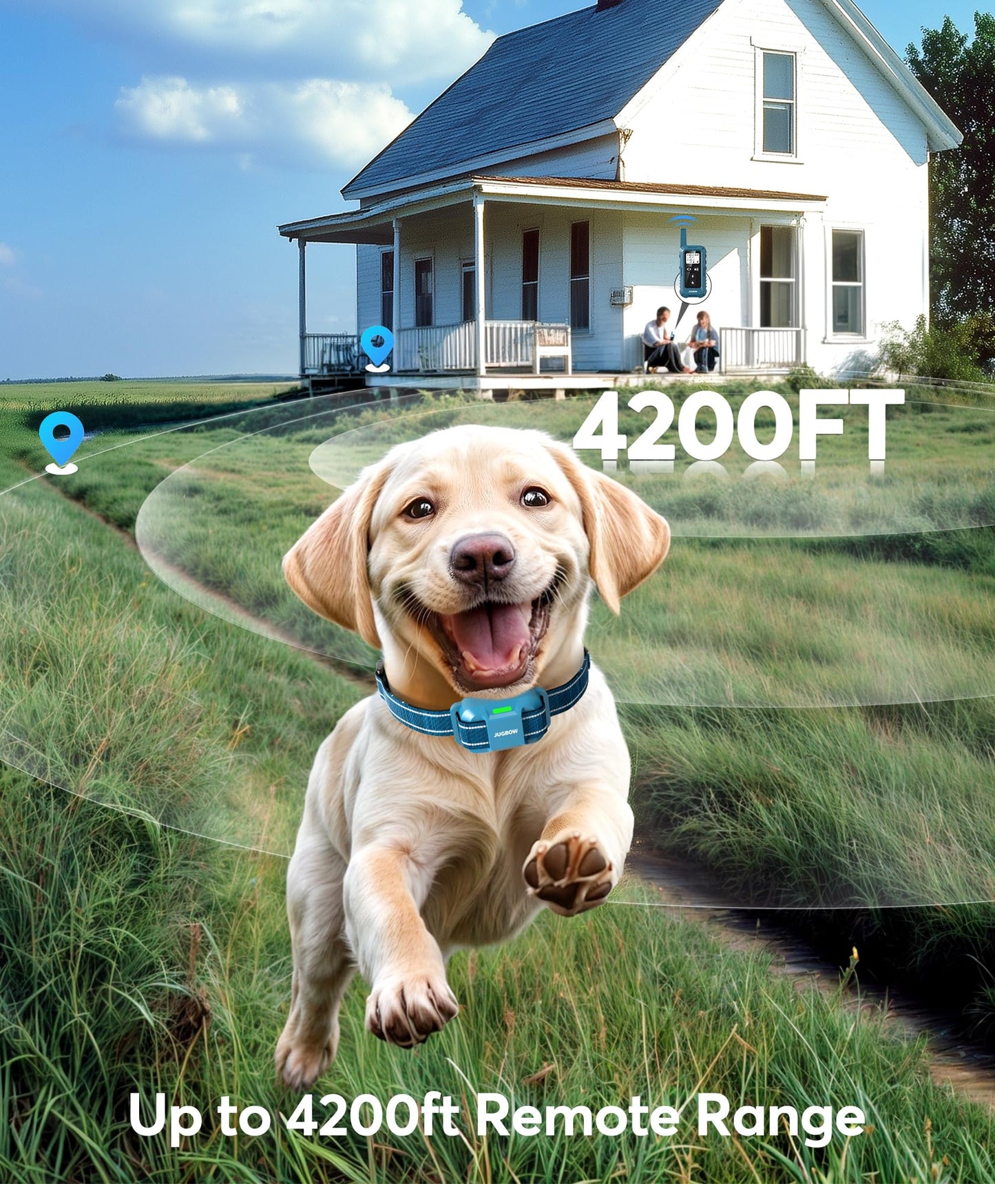Jugbow Dog Training Collar for 3 Dogs- 4200FT Training Collars with Remote for 5-120 lb Large Medium Small Dogs, Rechargeable Waterproof IPX8 E Collars for Dogs