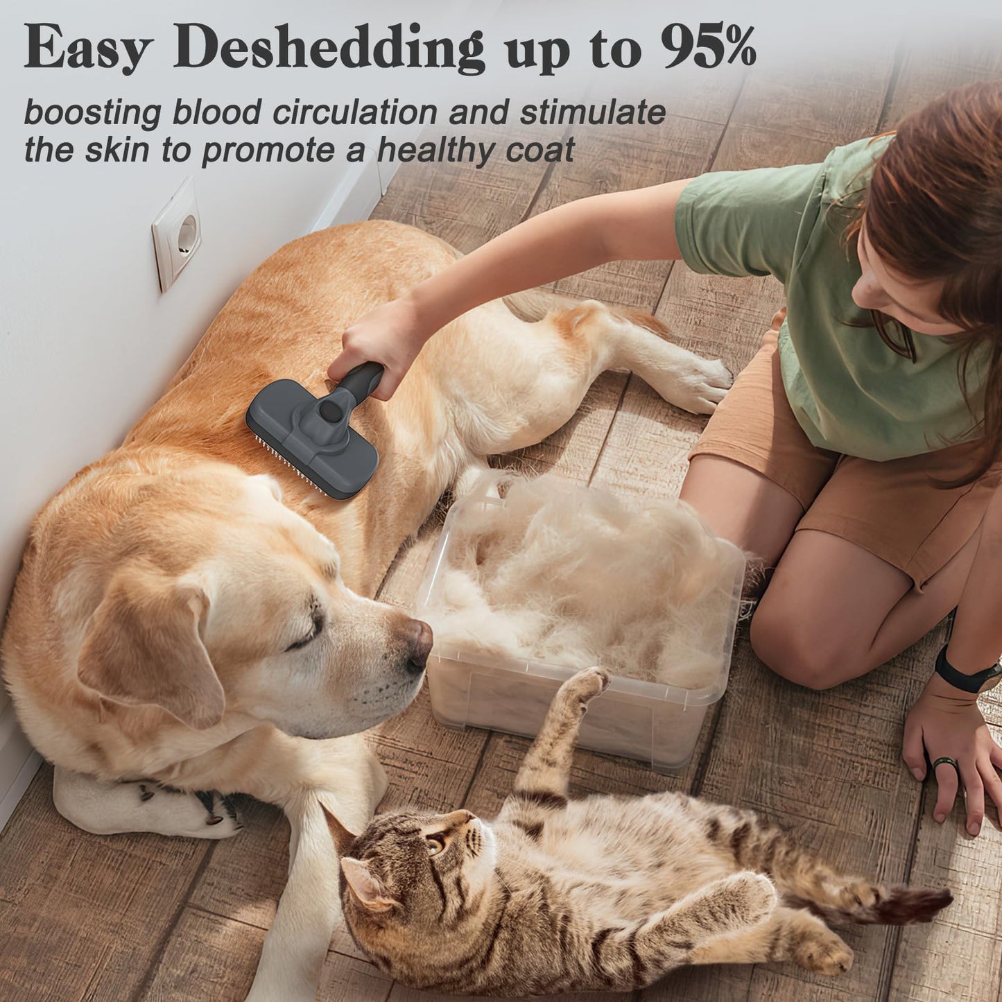 Swihauk Self Cleaning Slicker Brush - Skin Friendly Deshedding Grooming Tool for Dogs & Cats, Suitable for Shedding & Haired Pets, with Pet Supplies Accessories, Blue
