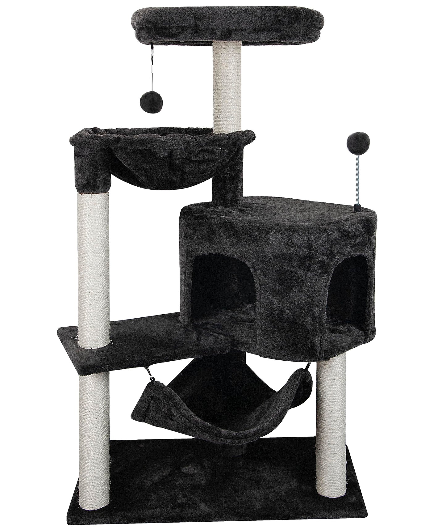 YUNIQUE Cat Tree with Cat Condo and Big Hammock, Grey