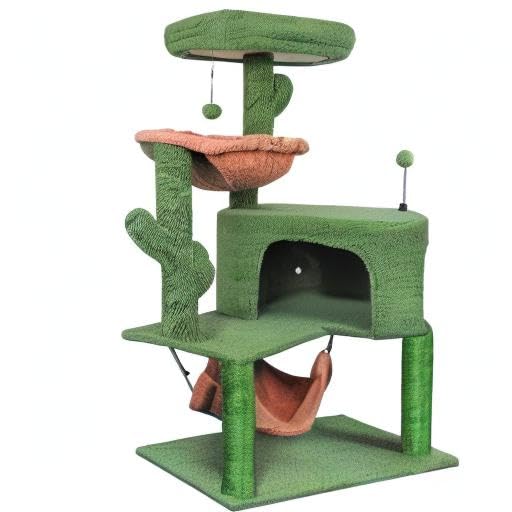 YUNIQUE Cat Tree with Cat Condo and Big Hammock, Grey