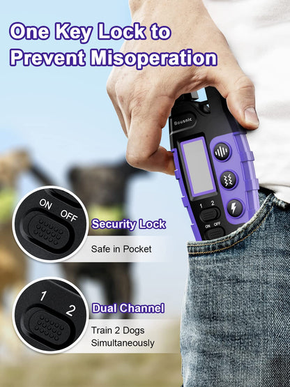 Bousnic Dog Shock Collar 2 Dogs (5-120Lbs) - 3300 ft Waterproof Training Collar for Dogs Large Medium Small with Rechargeable Remote, Beep (1-8) Vibration (1-16) and Humane Shock (1-99) Modes