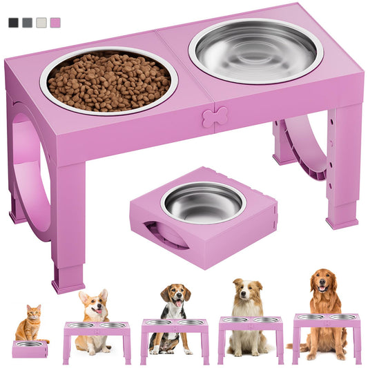 XIAZ Elevated Dog Bowls Large Breed Raised Dogs Bowl Stand Large/Medium Sized Dog 1L Food Water Bowl Stands 5 Heights Adjustable 9/11/12/14in Black Pet Feeder Dish Station