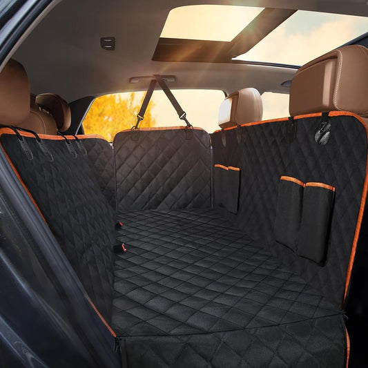 Back Seat Extender for Dogs - Large Space, Waterproof Dog Car Seat Cover for Back Seat with Hard Bottom Holds 420lbs, 600D Heavy-Duty Upgraded Material Dog Hammock for Car, Easy to Use and Clean