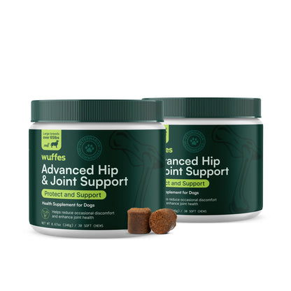 Wuffes Advanced Dog Hip and Joint Supplement with Glucosamine, Chondroitin, Omega 3, MSM, and Green Lipped Mussel, 30 Pork Flavored Chews for Large Dog Breeds