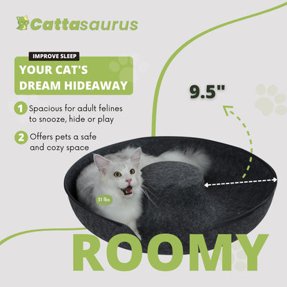 CATTASAURUS Peekaboo Cat Cave for Multiple & Large Cats Up to 30-45 Lbs, Scratch Detachable & Washable Tunnel Bed, Comfy Donut Cat Cave (Light Gray, Large)