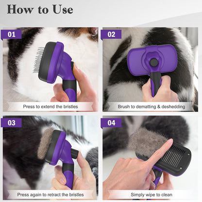 Swihauk Self Cleaning Slicker Brush - Skin Friendly Deshedding Grooming Tool for Dogs & Cats, Suitable for Shedding & Haired Pets, with Pet Supplies Accessories, Blue