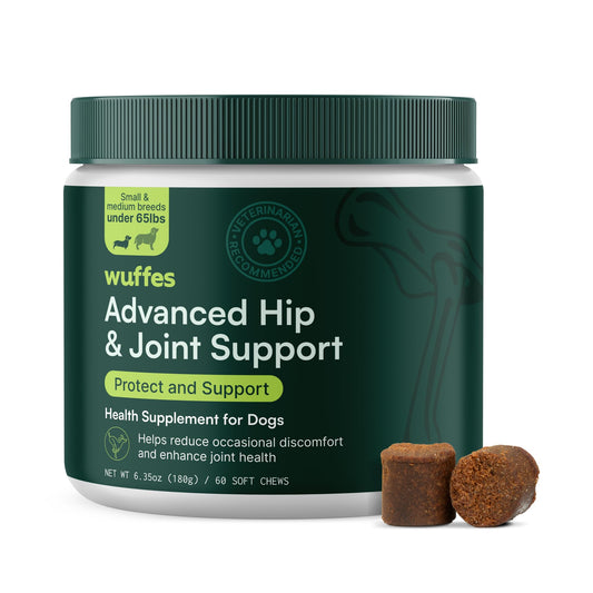 Wuffes Advanced Dog Hip and Joint Supplement with Glucosamine, Chondroitin, Omega 3, MSM, and Green Lipped Mussel, 30 Pork Flavored Chews for Large Dog Breeds