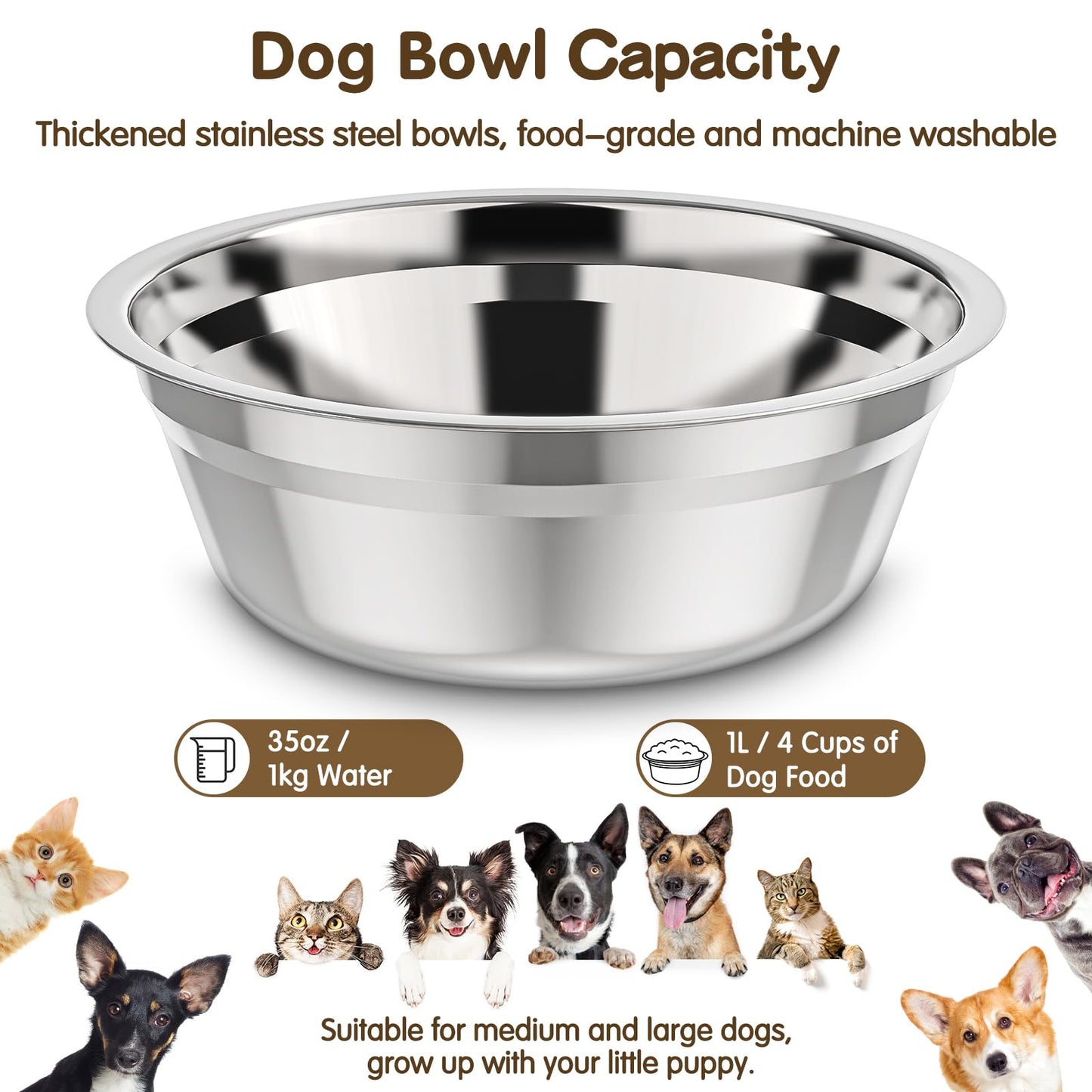 XIAZ Elevated Dog Bowls Large Breed Raised Dogs Bowl Stand Large/Medium Sized Dog 1L Food Water Bowl Stands 5 Heights Adjustable 9/11/12/14in Black Pet Feeder Dish Station