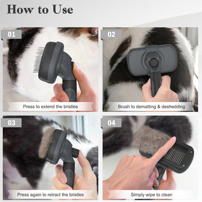 Swihauk Self Cleaning Slicker Brush - Skin Friendly Deshedding Grooming Tool for Dogs & Cats, Suitable for Shedding & Haired Pets, with Pet Supplies Accessories, Blue