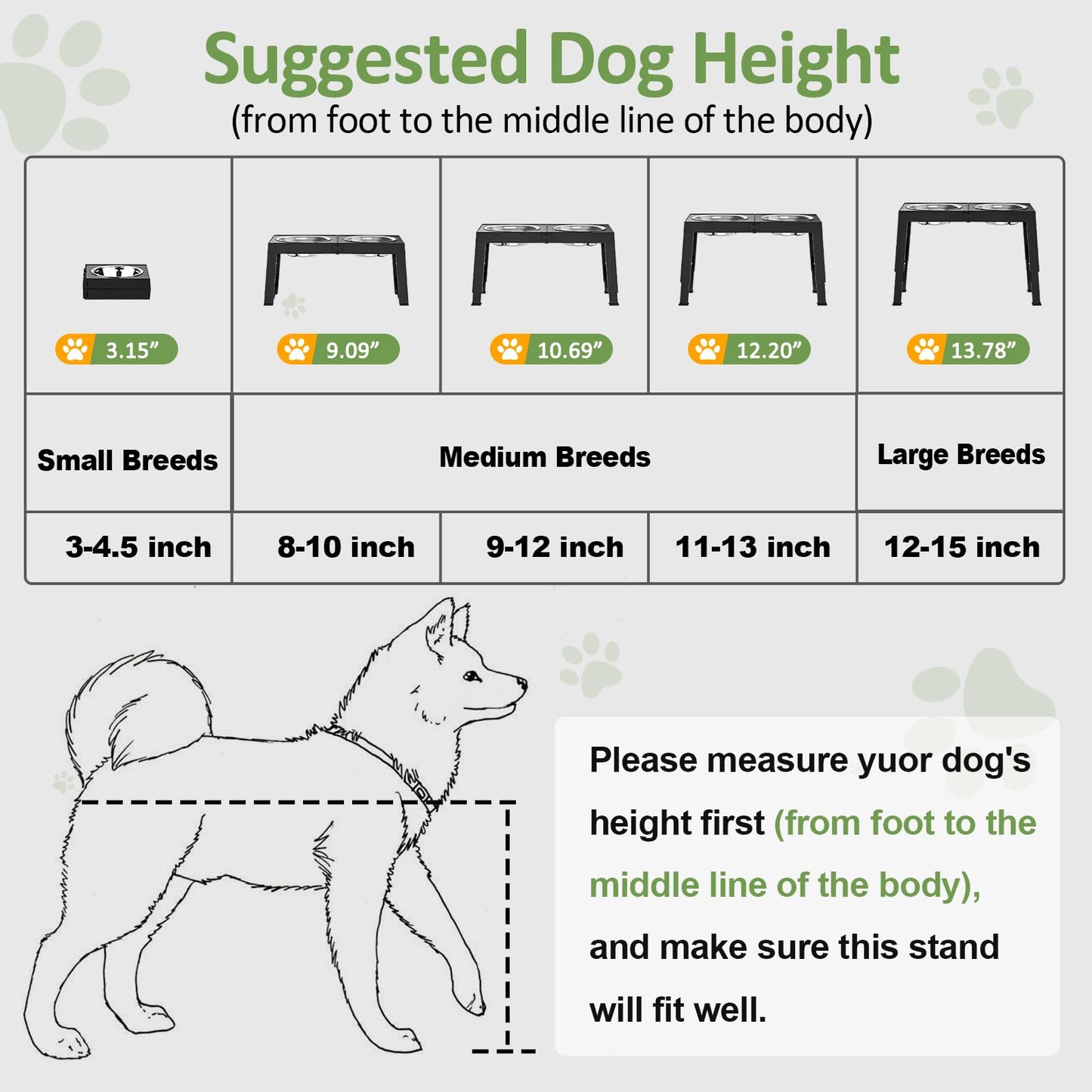 XIAZ Elevated Dog Bowls Large Breed Raised Dogs Bowl Stand Large/Medium Sized Dog 1L Food Water Bowl Stands 5 Heights Adjustable 9/11/12/14in Black Pet Feeder Dish Station