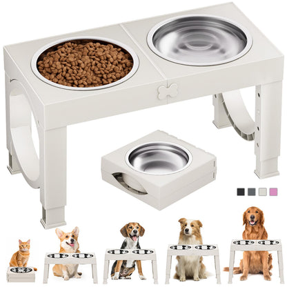 XIAZ Elevated Dog Bowls Large Breed Raised Dogs Bowl Stand Large/Medium Sized Dog 1L Food Water Bowl Stands 5 Heights Adjustable 9/11/12/14in Black Pet Feeder Dish Station