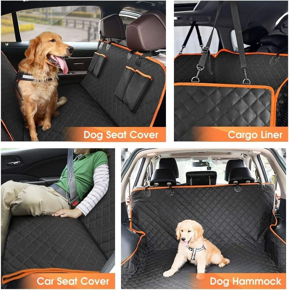 Back Seat Extender for Dogs - Large Space, Waterproof Dog Car Seat Cover for Back Seat with Hard Bottom Holds 420lbs, 600D Heavy-Duty Upgraded Material Dog Hammock for Car, Easy to Use and Clean