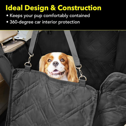 Dog Seat Covers Unique Design & Entire Car Protection-Doors,Headrests & Backseat. Extra Durable Zippered Side Flap, Waterproof Pet Seat Cover + Seat Belt & 2 Headrest Protectors, I0113671