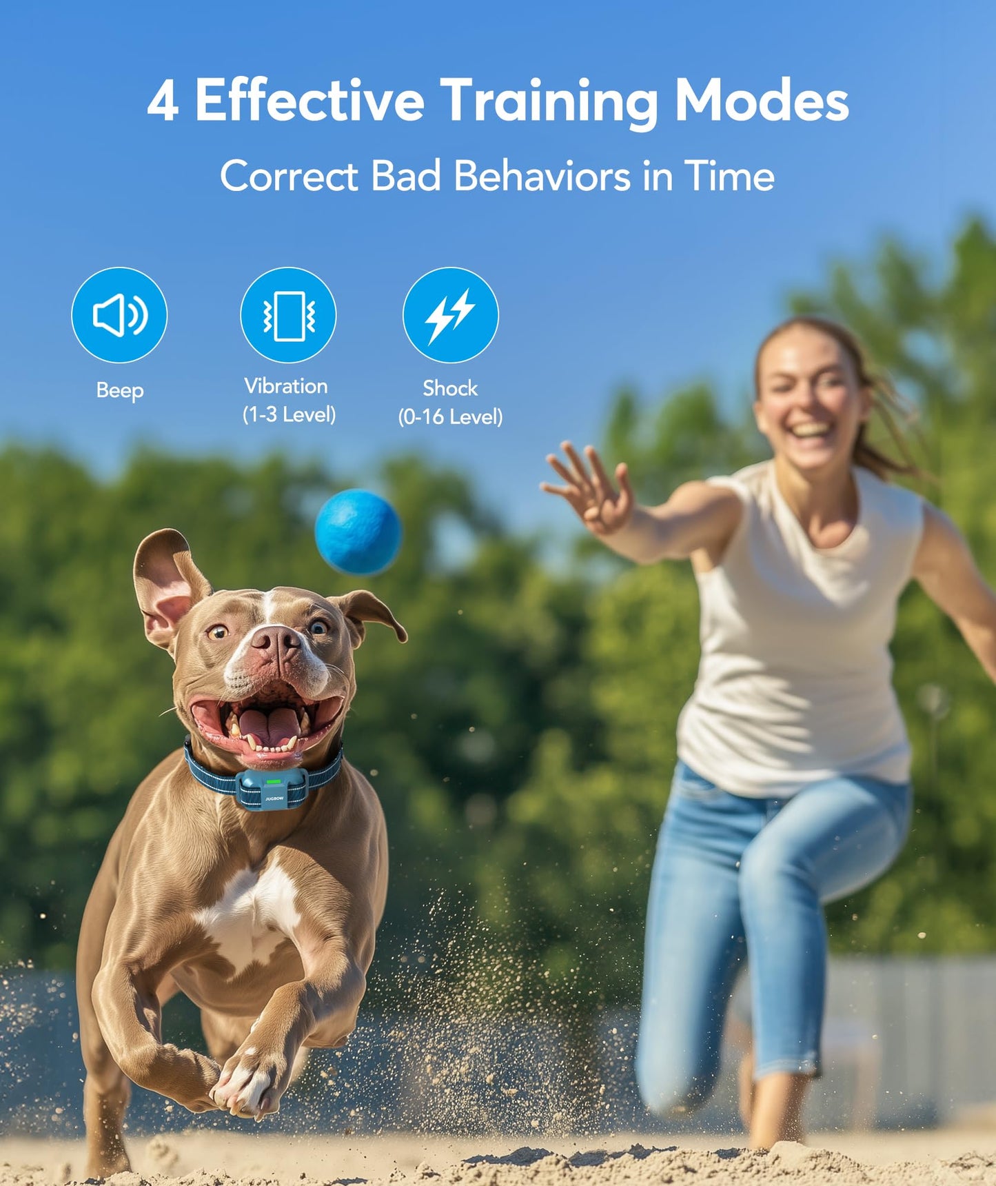 Jugbow Dog Training Collar for 3 Dogs- 4200FT Training Collars with Remote for 5-120 lb Large Medium Small Dogs, Rechargeable Waterproof IPX8 E Collars for Dogs