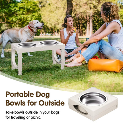 XIAZ Elevated Dog Bowls Large Breed Raised Dogs Bowl Stand Large/Medium Sized Dog 1L Food Water Bowl Stands 5 Heights Adjustable 9/11/12/14in Black Pet Feeder Dish Station