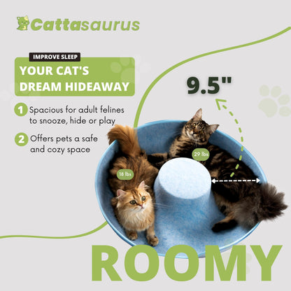 CATTASAURUS Peekaboo Cat Cave for Multiple & Large Cats Up to 30-45 Lbs, Scratch Detachable & Washable Tunnel Bed, Comfy Donut Cat Cave (Light Gray, Large)