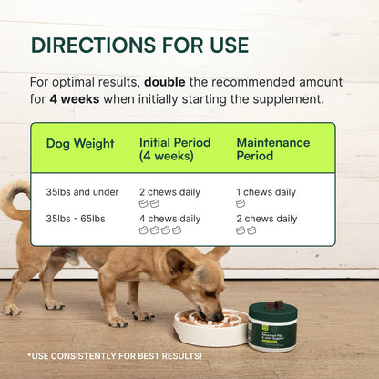 Wuffes Advanced Dog Hip and Joint Supplement with Glucosamine, Chondroitin, Omega 3, MSM, and Green Lipped Mussel, 30 Pork Flavored Chews for Large Dog Breeds