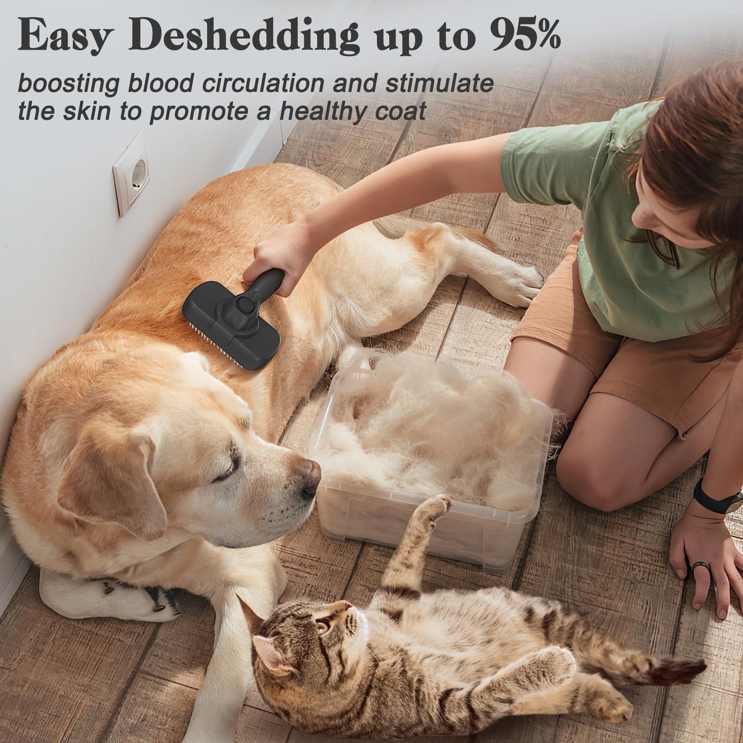 Swihauk Self Cleaning Slicker Brush - Skin Friendly Deshedding Grooming Tool for Dogs & Cats, Suitable for Shedding & Haired Pets, with Pet Supplies Accessories, Blue