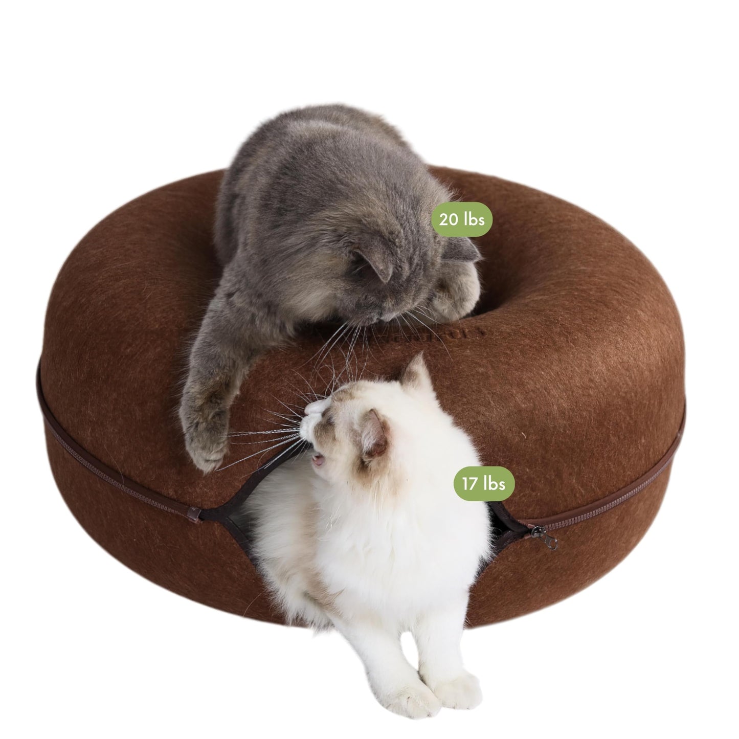 CATTASAURUS Peekaboo Cat Cave for Multiple & Large Cats Up to 30-45 Lbs, Scratch Detachable & Washable Tunnel Bed, Comfy Donut Cat Cave (Light Gray, Large)