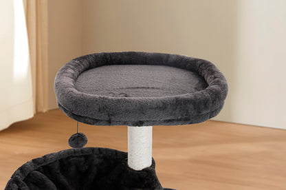 YUNIQUE Cat Tree with Cat Condo and Big Hammock, Grey