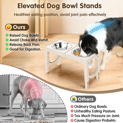 XIAZ Elevated Dog Bowls Large Breed Raised Dogs Bowl Stand Large/Medium Sized Dog 1L Food Water Bowl Stands 5 Heights Adjustable 9/11/12/14in Black Pet Feeder Dish Station