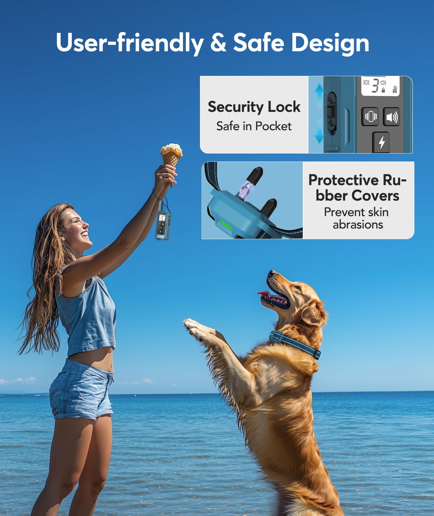 Jugbow Dog Training Collar for 3 Dogs- 4200FT Training Collars with Remote for 5-120 lb Large Medium Small Dogs, Rechargeable Waterproof IPX8 E Collars for Dogs