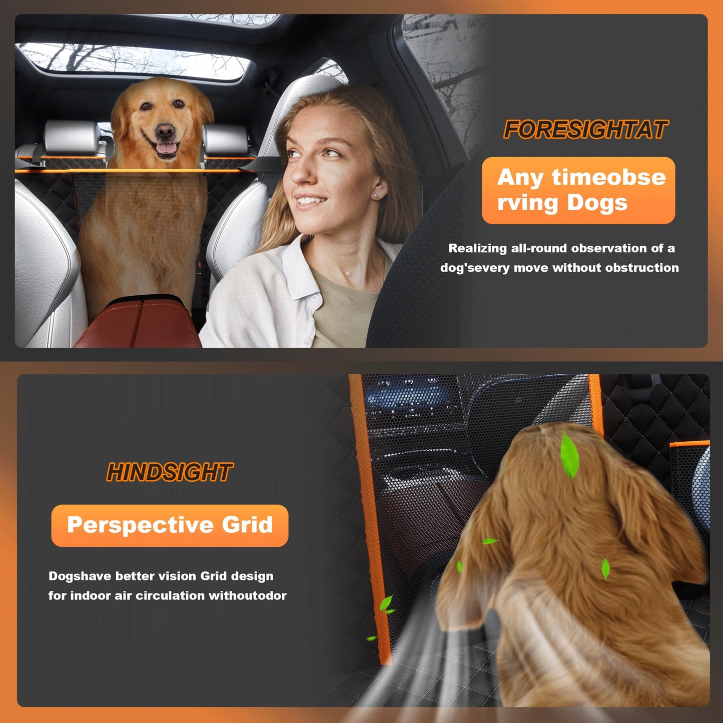 Back Seat Extender for Dogs - Large Space, Waterproof Dog Car Seat Cover for Back Seat with Hard Bottom Holds 420lbs, 600D Heavy-Duty Upgraded Material Dog Hammock for Car, Easy to Use and Clean
