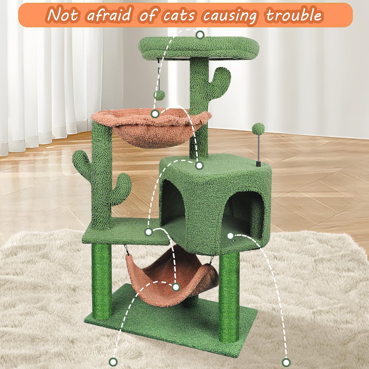 YUNIQUE Cat Tree with Cat Condo and Big Hammock, Grey