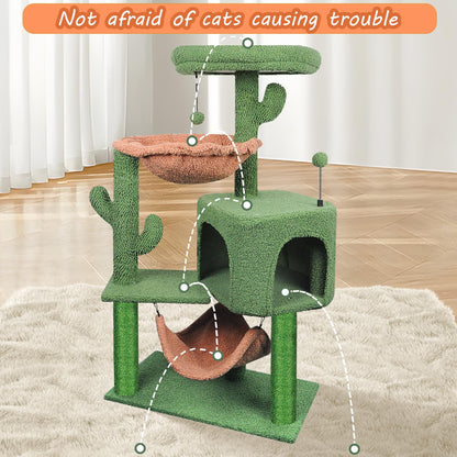 YUNIQUE Cat Tree with Cat Condo and Big Hammock, Grey