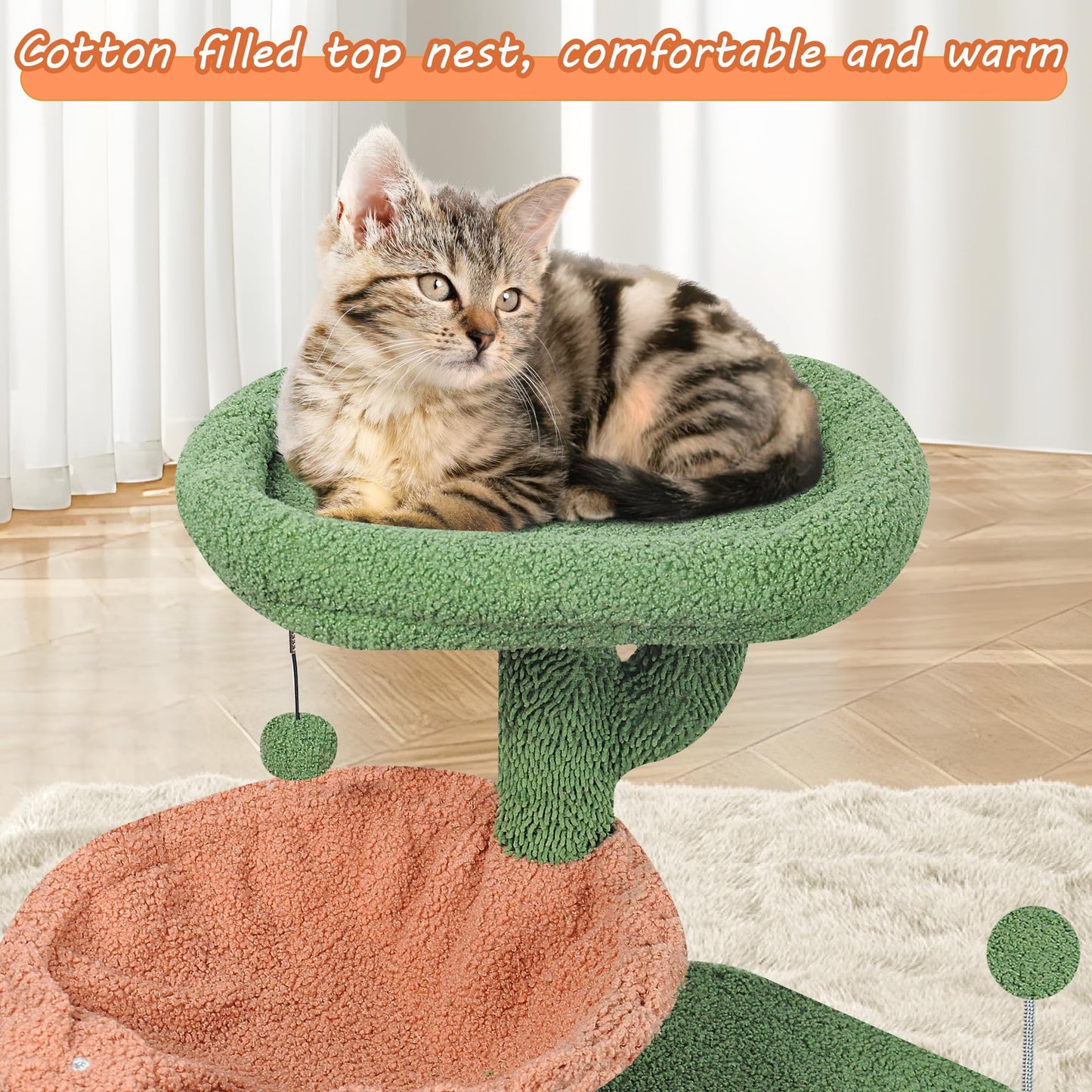YUNIQUE Cat Tree with Cat Condo and Big Hammock, Grey