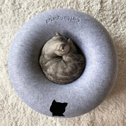 CATTASAURUS Peekaboo Cat Cave for Multiple & Large Cats Up to 30-45 Lbs, Scratch Detachable & Washable Tunnel Bed, Comfy Donut Cat Cave (Light Gray, Large)