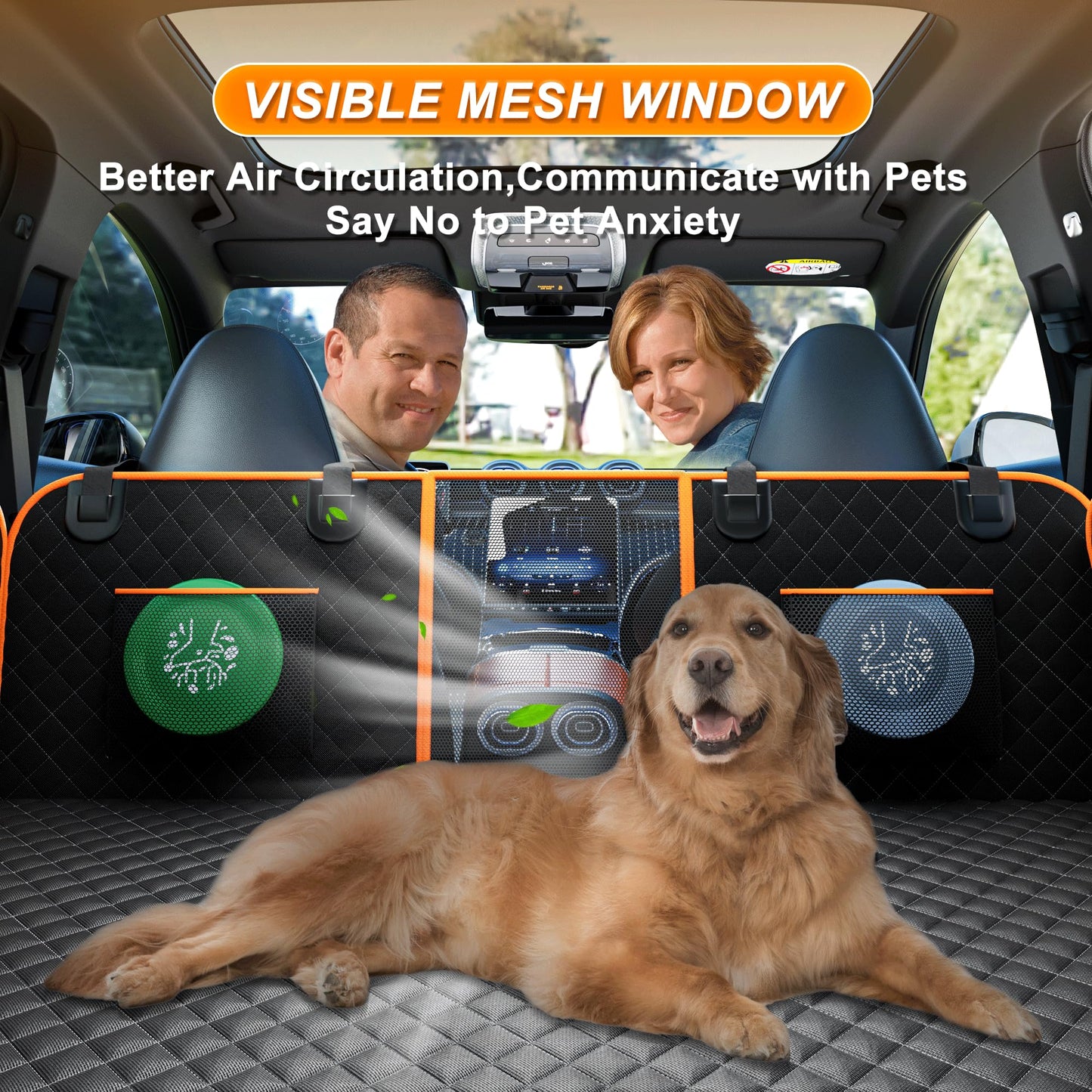 Back Seat Extender for Dogs - Large Space, Waterproof Dog Car Seat Cover for Back Seat with Hard Bottom Holds 420lbs, 600D Heavy-Duty Upgraded Material Dog Hammock for Car, Easy to Use and Clean