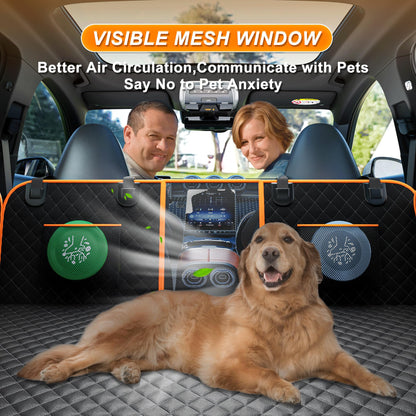 Back Seat Extender for Dogs - Large Space, Waterproof Dog Car Seat Cover for Back Seat with Hard Bottom Holds 420lbs, 600D Heavy-Duty Upgraded Material Dog Hammock for Car, Easy to Use and Clean